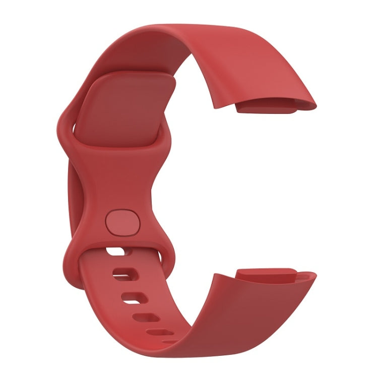 For Fitbit Charge 6 Solid Color Butterfly Buckle Silicone Watch Band, Size:L Size(Red) - Watch Bands by PMC TechLife | Online Shopping South Africa | PMC TechLife | Buy Now Pay Later Mobicred