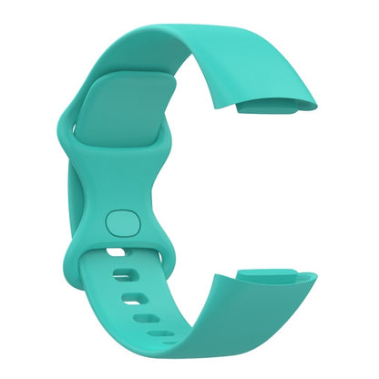 For Fitbit Charge 6 Solid Color Butterfly Buckle Silicone Watch Band, Size:S Size(Teal Green) - Watch Bands by PMC Jewellery | Online Shopping South Africa | PMC Jewellery | Buy Now Pay Later Mobicred