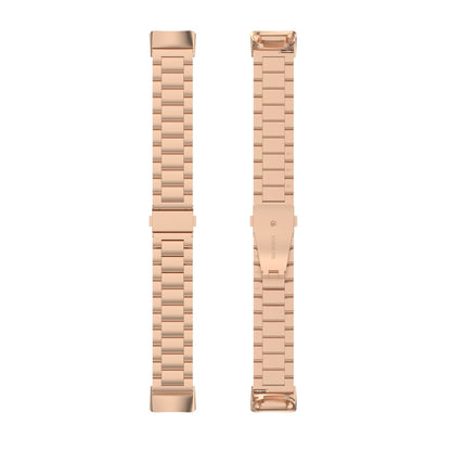 For Fitbit Charge 6 Three Beads Stainless Steel Metal Watch Band(Rose Gold) - Watch Bands by PMC Jewellery | Online Shopping South Africa | PMC Jewellery | Buy Now Pay Later Mobicred