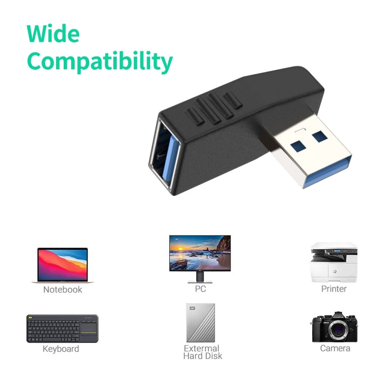 ENKAY USB 3.0 Adapter 90 Degree Angle Male to Female Combo Coupler Extender Connector, Angle:Horizontal Left - USB 3.0 by ENKAY | Online Shopping South Africa | PMC Jewellery | Buy Now Pay Later Mobicred