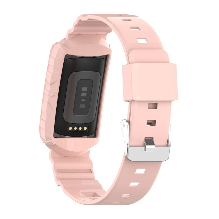 For Fitbit Charge 6 / 5 / 4 / 3 Armor Integrated TPU Watch Band(Light Pink) - Watch Bands by PMC Jewellery | Online Shopping South Africa | PMC Jewellery | Buy Now Pay Later Mobicred