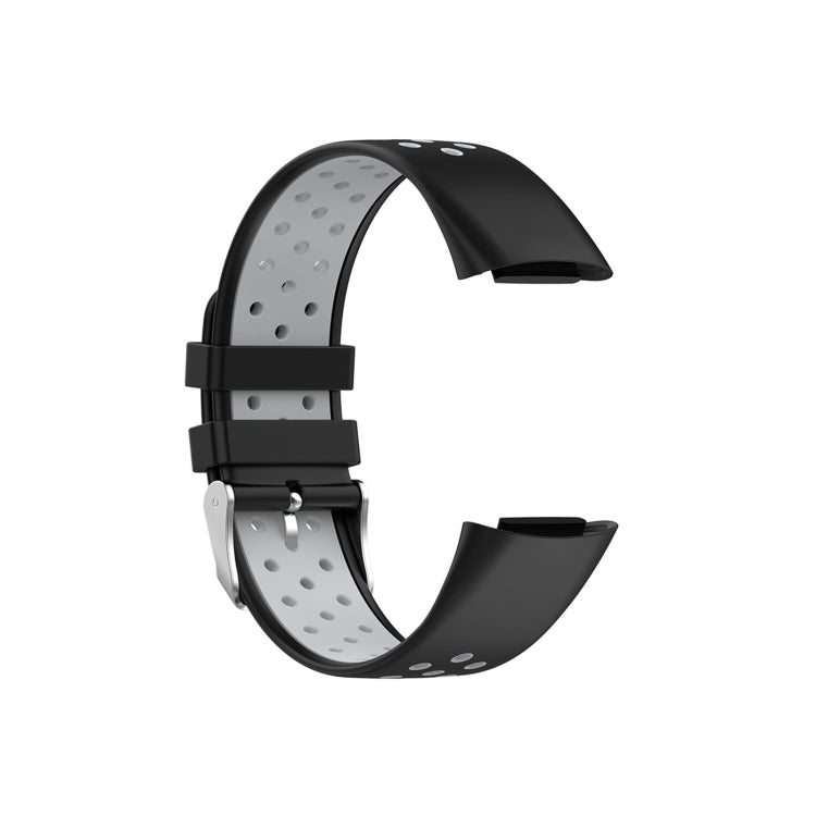 For Fitbit Charge 6 Dual Color Breathable Silicone Watch Band(Black+Gray) - Watch Bands by PMC TechLife | Online Shopping South Africa | PMC TechLife | Buy Now Pay Later Mobicred