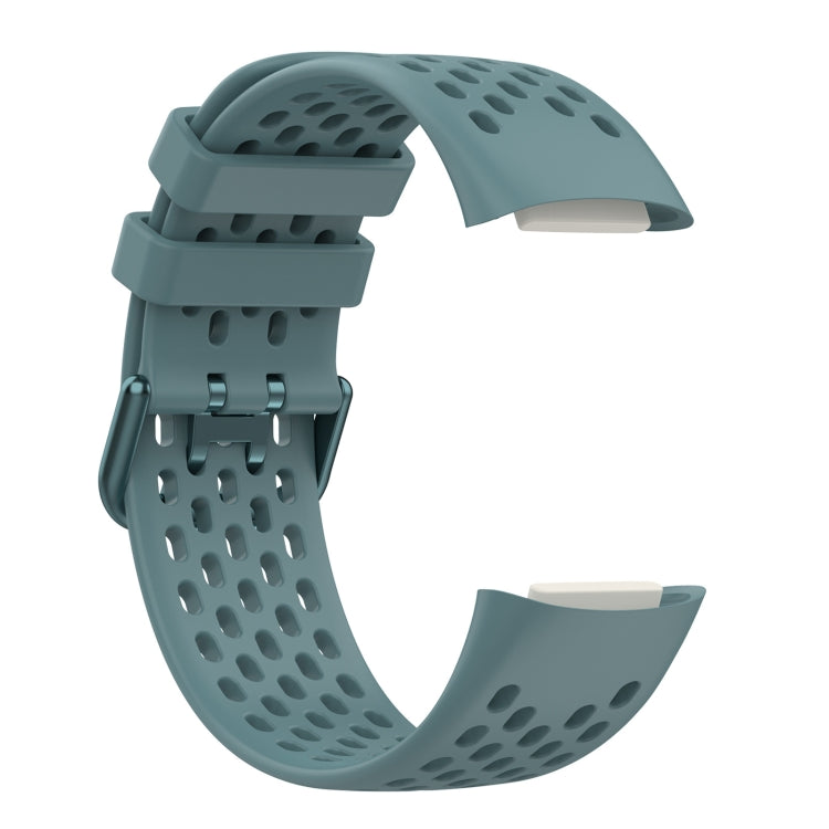 For Fitbit Charge 6 Solid Color Breathable Sports Silicone Watch Band(Blue) - Watch Bands by PMC TechLife | Online Shopping South Africa | PMC TechLife | Buy Now Pay Later Mobicred