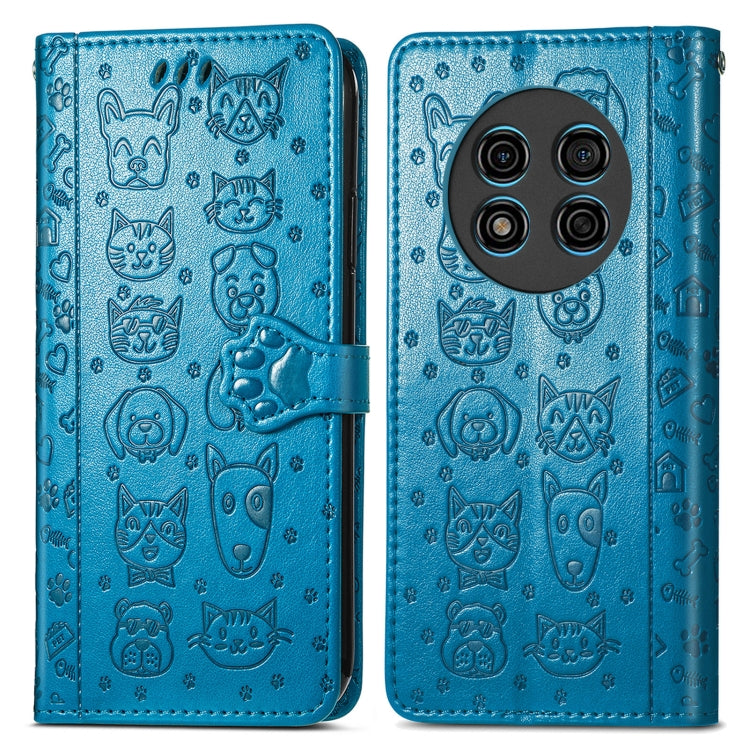 For Ulefone Note 15 Cat and Dog Embossed Leather Phone Case(Blue) - Ulefone Cases by PMC Jewellery | Online Shopping South Africa | PMC Jewellery | Buy Now Pay Later Mobicred