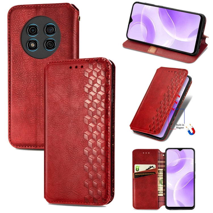 For Ulefone Note 15 Cubic Grid Pressed Magnetic Leather Phone Case(Red) - Ulefone Cases by PMC Jewellery | Online Shopping South Africa | PMC Jewellery | Buy Now Pay Later Mobicred