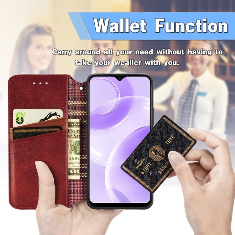 For Ulefone Note 15 Cubic Grid Pressed Magnetic Leather Phone Case(Red) - Ulefone Cases by PMC Jewellery | Online Shopping South Africa | PMC Jewellery | Buy Now Pay Later Mobicred