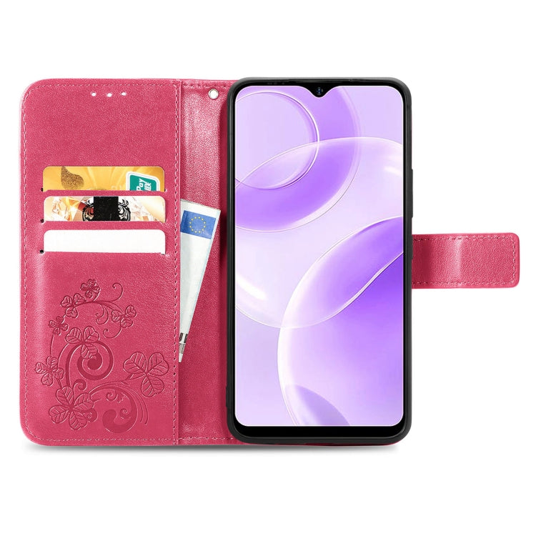 For Ulefone Note 15 Four-leaf Clasp Embossed Buckle Leather Phone Case(Red) - Ulefone Cases by PMC Jewellery | Online Shopping South Africa | PMC Jewellery | Buy Now Pay Later Mobicred