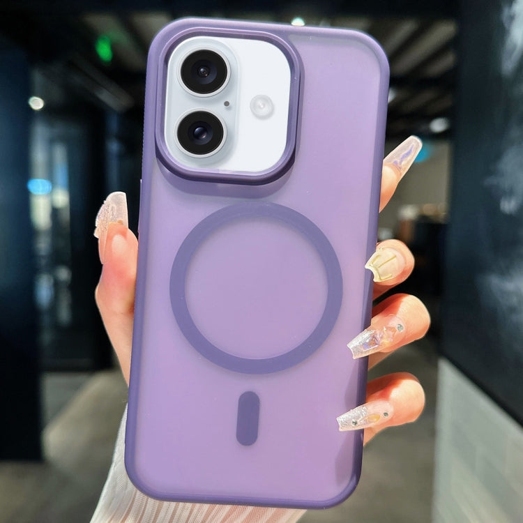 For iPhone 16 Transparent TPU Hybrid PC Magsafe Phone Case(Purple) - iPhone 16 Cases by PMC Jewellery | Online Shopping South Africa | PMC Jewellery | Buy Now Pay Later Mobicred