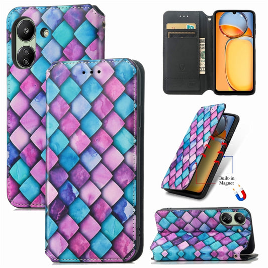 For Xiaomi Redmi 13C CaseNeo Colorful Magnetic Leather Phone Case(Purple Scales) - 13C Cases by PMC Jewellery | Online Shopping South Africa | PMC Jewellery | Buy Now Pay Later Mobicred