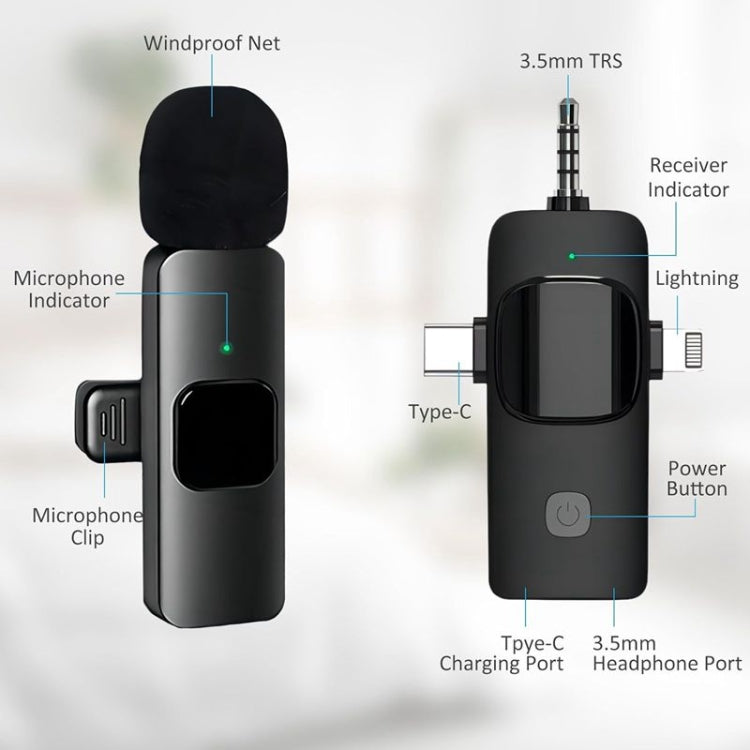 3 in 1 Wireless Lavalier Microphones for iPhone / Android - Microphone by PMC TechLife | Online Shopping South Africa | PMC TechLife