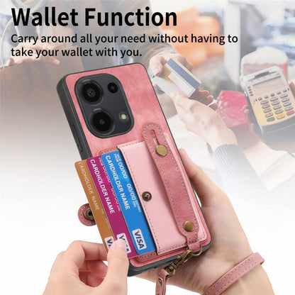 For Xiaomi Redmi Note 13 Pro 4G Retro Cross Wristband Wallet Leather Back Phone Case(Pink) - Note 13 Pro Cases by PMC Jewellery | Online Shopping South Africa | PMC Jewellery | Buy Now Pay Later Mobicred