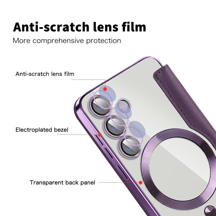 For Samsung Galaxy S25 5G Shield MagSafe RFID Anti-theft Leather Phone Case(Purple) - Galaxy S25 5G Cases by PMC Jewellery | Online Shopping South Africa | PMC Jewellery | Buy Now Pay Later Mobicred