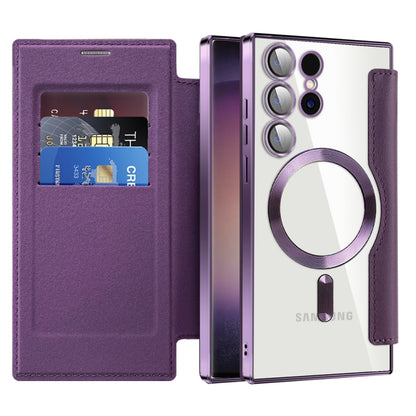 For Samsung Galaxy S25 Ultra 5G Shield MagSafe RFID Anti-theft Leather Phone Case(Purple) - Galaxy S25 Ultra 5G Cases by PMC Jewellery | Online Shopping South Africa | PMC Jewellery | Buy Now Pay Later Mobicred