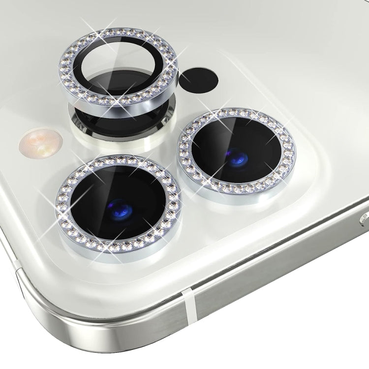 For iPhone 15 Pro / 15 Pro Max NORTHJO Camera Lens Protector Tempered Glass Metal Rhinestone Ring Film(Silver) - iPhone 15 Pro Tempered Glass by NORTHJO | Online Shopping South Africa | PMC Jewellery | Buy Now Pay Later Mobicred