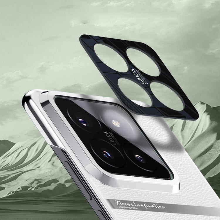 For Xiaomi 14 Electroplating Plain-leather All-inclusive Shockproof Phone Case(White) - 14 Cases by PMC TechLife | Online Shopping South Africa | PMC TechLife