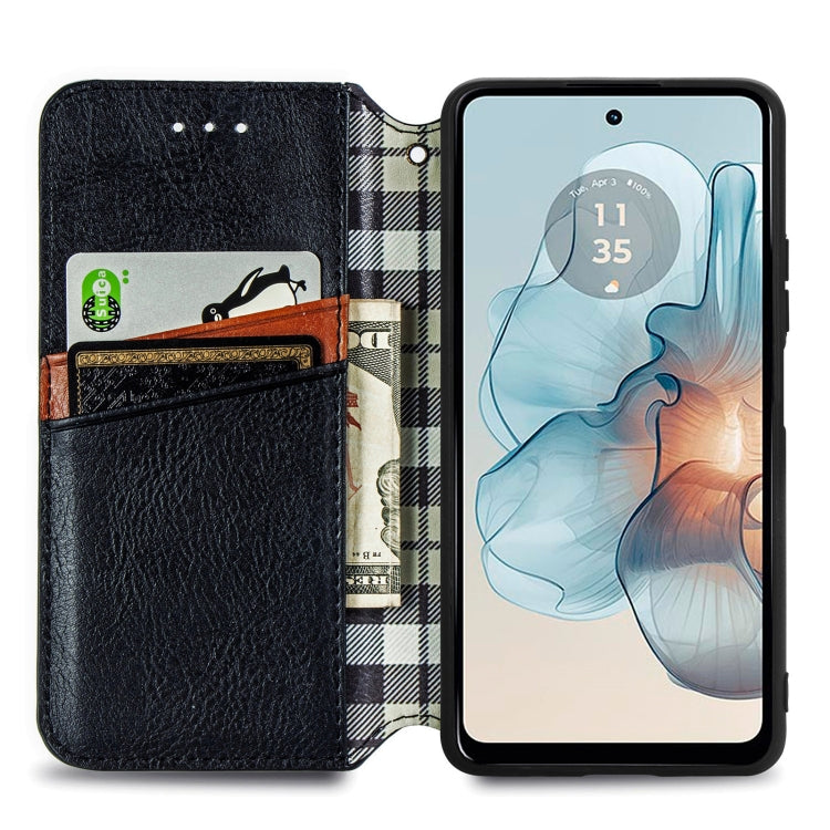 For Motorola Moto G24 Power Cubic Grid Pressed Magnetic Leather Phone Case(Black) - Motorola Cases by PMC Jewellery | Online Shopping South Africa | PMC Jewellery | Buy Now Pay Later Mobicred