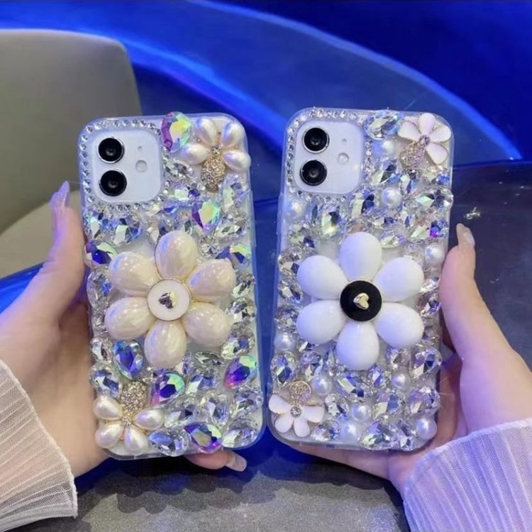 For iPhone 13 Pro Max Sunflower Holder Hand-set Diamond PC Phone Case(White) - iPhone 13 Pro Max Cases by PMC TechLife | Online Shopping South Africa | PMC TechLife