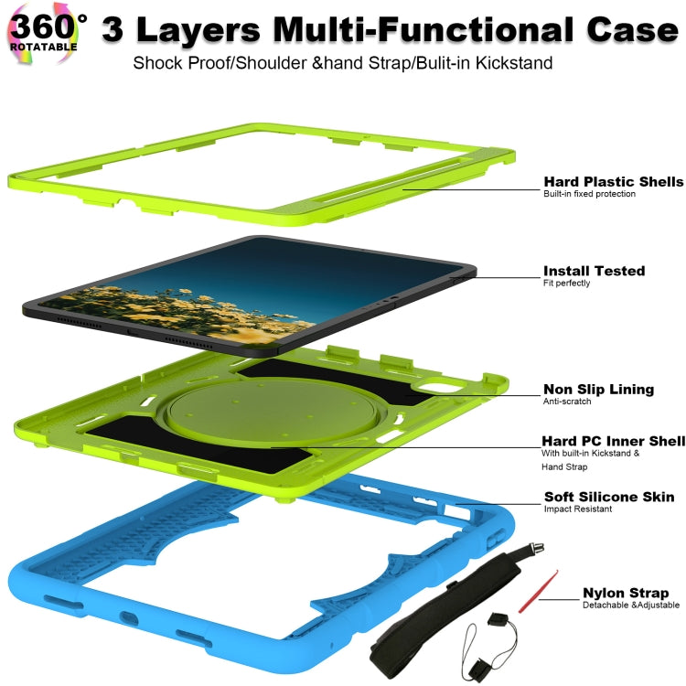 For iPad Pro 11 2024 Silicone Hybrid PC Shockproof Tablet Case with Shoulder Strap(Bluish-Green) - iPad Pro 11 2024 Cases by PMC TechLife | Online Shopping South Africa | PMC TechLife | Buy Now Pay Later Mobicred