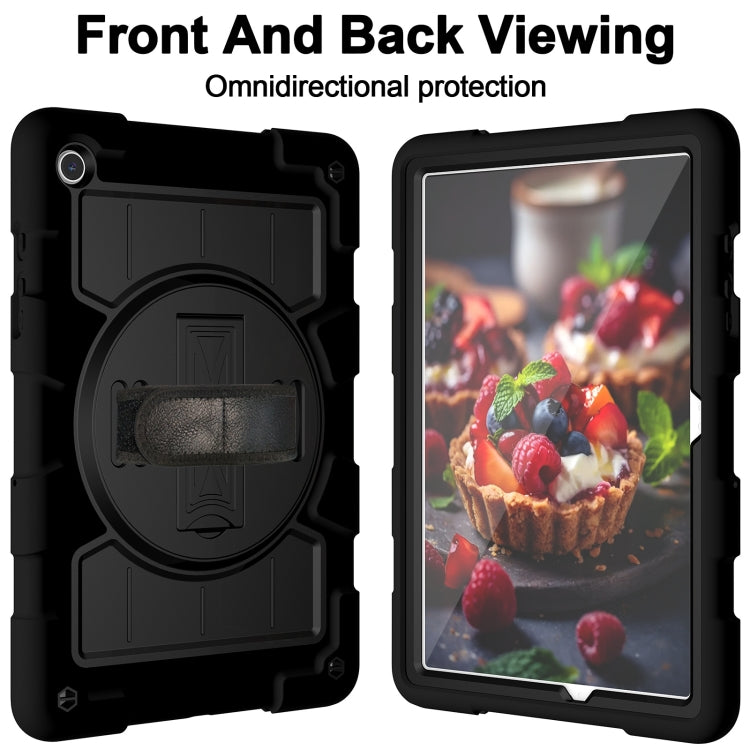 For Samsung Galaxy Tab A9+ Silicone Hybrid PC Shockproof Tablet Case with Shoulder Strap(Black) - Galaxy Tab A9+ by PMC TechLife | Online Shopping South Africa | PMC TechLife
