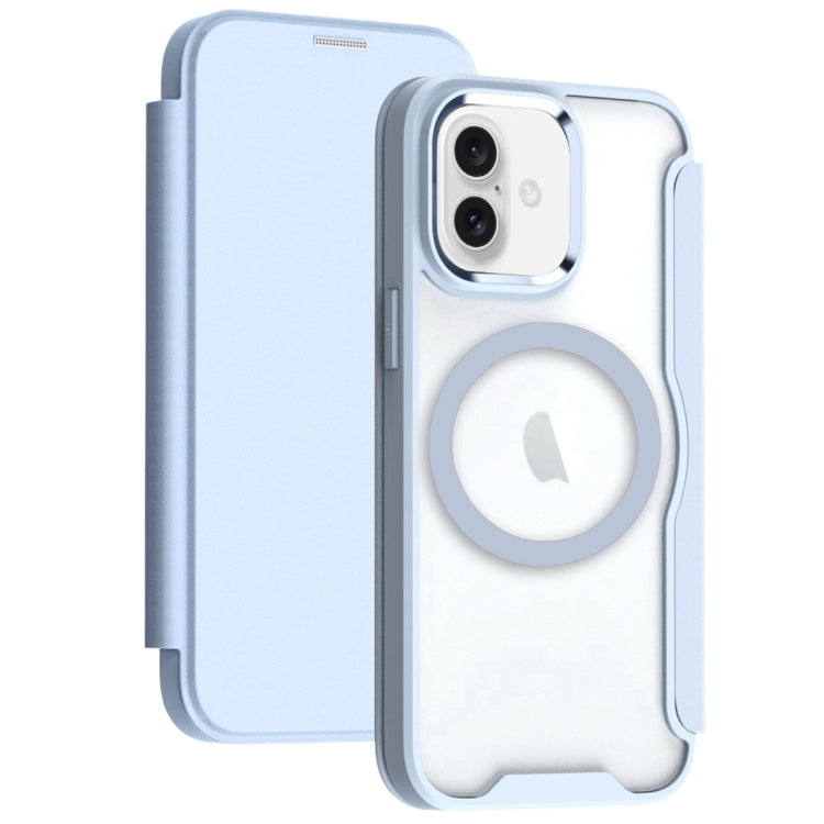 For iPhone 16 RFID Blocking Adsorption Flip MagSafe Leather Phone Case(Blue) - iPhone 16 Cases by PMC TechLife | Online Shopping South Africa | PMC TechLife | Buy Now Pay Later Mobicred