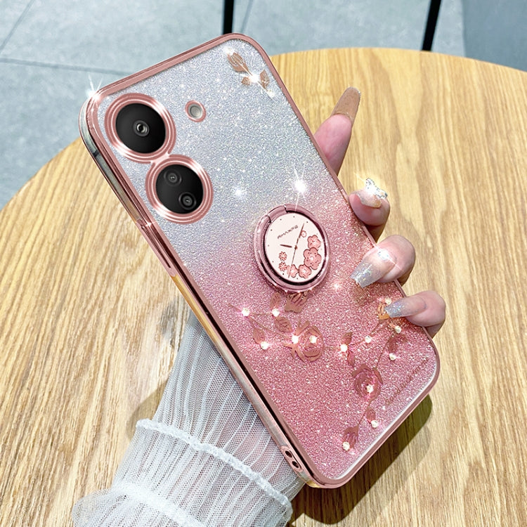 For Xiaomi Redmi 13C 4G Gradient Glitter Immortal Flower Ring All-inclusive Phone Case(Pink) - 13C Cases by PMC Jewellery | Online Shopping South Africa | PMC Jewellery | Buy Now Pay Later Mobicred