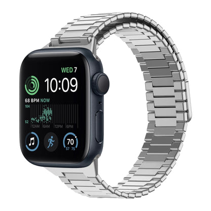 For Apple Watch SE 2022 40mm Bamboo Magnetic Stainless Steel Metal Watch Strap(Silver) - Watch Bands by PMC Jewellery | Online Shopping South Africa | PMC Jewellery