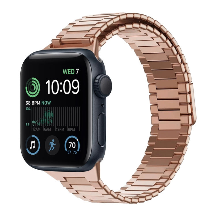 For Apple Watch SE 2022 40mm Bamboo Magnetic Stainless Steel Metal Watch Strap(Rose Gold) - Watch Bands by PMC Jewellery | Online Shopping South Africa | PMC Jewellery