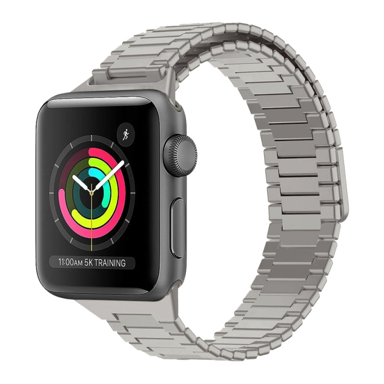 For Apple Watch Series 3 38mm Bamboo Magnetic Stainless Steel Metal Watch Strap(Titanium Color) - Watch Bands by PMC Jewellery | Online Shopping South Africa | PMC Jewellery