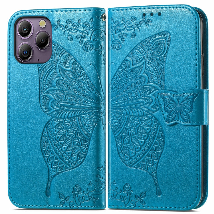 For Blackview A96 Butterfly Love Flower Embossed Leather Phone Case(Blue) - More Brand by PMC Jewellery | Online Shopping South Africa | PMC Jewellery