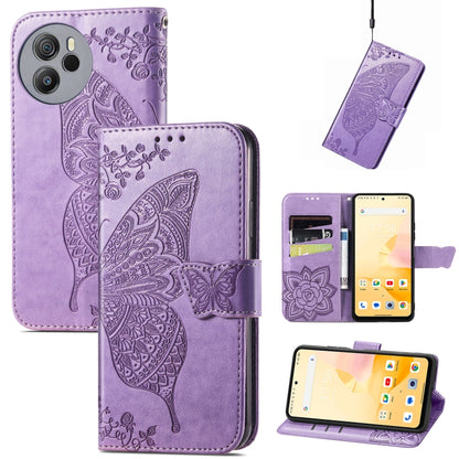 For Blackview Shark 8 Butterfly Love Flower Embossed Leather Phone Case(Light Purple) - More Brand by PMC Jewellery | Online Shopping South Africa | PMC Jewellery | Buy Now Pay Later Mobicred