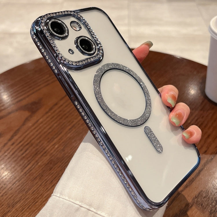 For iPhone 14 Diamond Gradient Plated MagSafe TPU Phone Case(Blue) - More iPhone Cases by PMC TechLife | Online Shopping South Africa | PMC TechLife