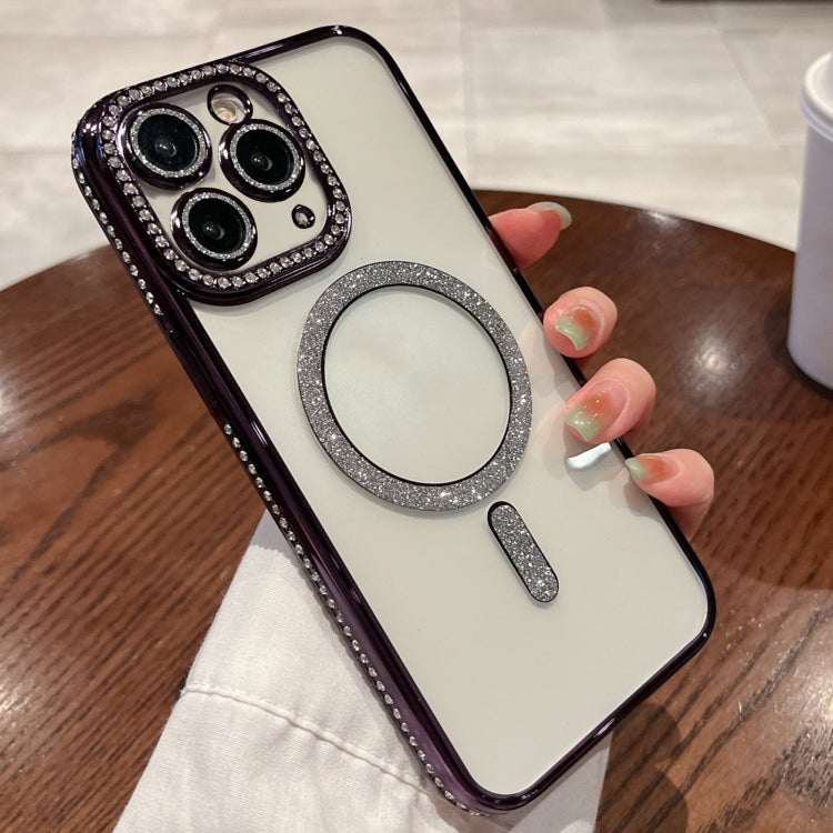 For iPhone 16 Pro Max Diamond Plated MagSafe TPU Phone Case(Purple) - iPhone 16 Pro Max Cases by PMC TechLife | Online Shopping South Africa | PMC TechLife | Buy Now Pay Later Mobicred