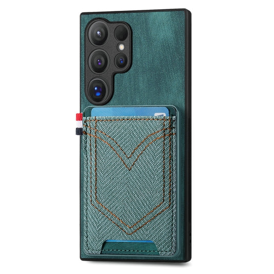 For Samsung Galaxy S25 Ultra 5G Denim Texture Leather Skin Phone Case with Card Slot(Green) - Galaxy S25 Ultra 5G Cases by PMC Jewellery | Online Shopping South Africa | PMC Jewellery | Buy Now Pay Later Mobicred