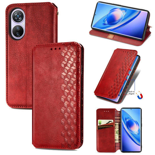 For Blackview A200 Pro Cubic Grid Pressed Magnetic Leather Phone Case(Red) - More Brand by PMC Jewellery | Online Shopping South Africa | PMC Jewellery