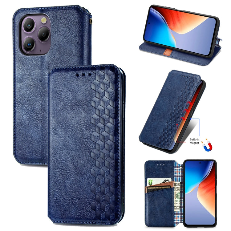 For Blackview A96 Cubic Grid Pressed Magnetic Leather Phone Case(Blue) - More Brand by PMC Jewellery | Online Shopping South Africa | PMC Jewellery