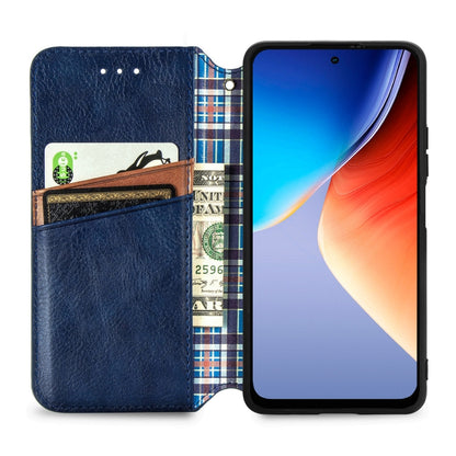 For Blackview A96 Cubic Grid Pressed Magnetic Leather Phone Case(Blue) - More Brand by PMC Jewellery | Online Shopping South Africa | PMC Jewellery