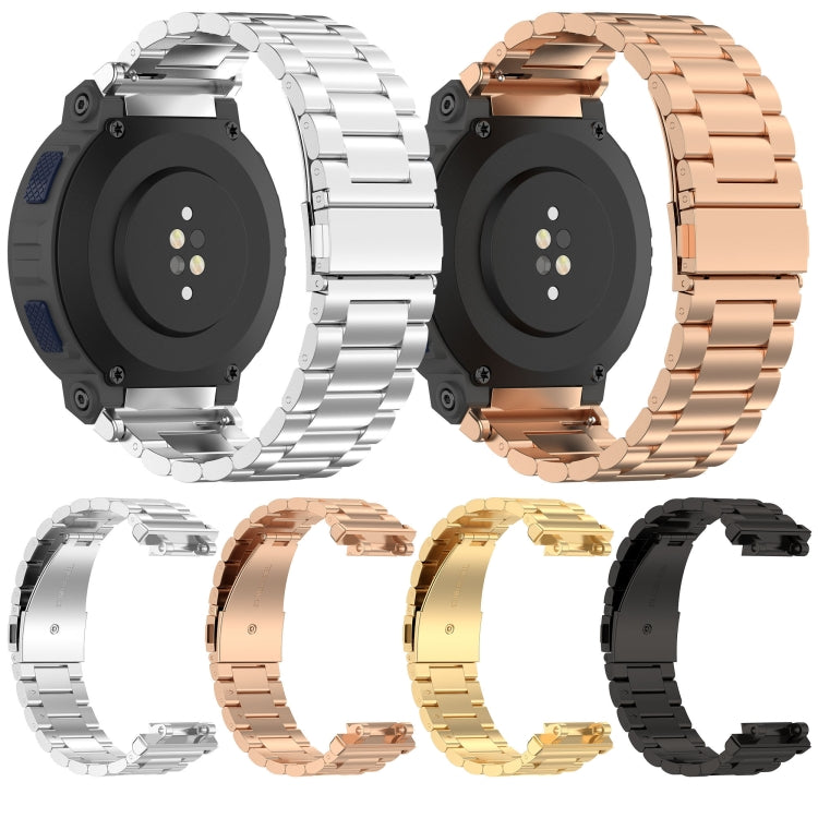 For Amazfit Active Edge A2212 Three Beads Stainless Steel Watch Band(Silver) - free shipping - PMC TechLife - Order now!