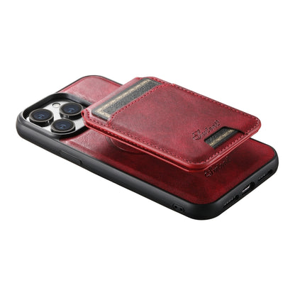 For iPhone 14 Plus Suteni H15 MagSafe Oil Eax Leather Detachable Wallet Back Phone Case(Red) - iPhone 14 Plus Cases by Suteni | Online Shopping South Africa | PMC Jewellery