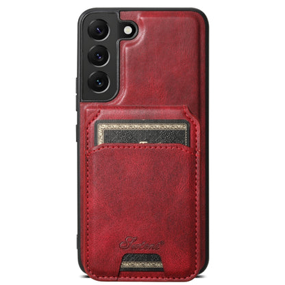 For Samsung Galaxy S22 5G Suteni H15 MagSafe Oil Eax Leather Detachable Wallet Back Phone Case(Red) - Galaxy S22 5G Cases by Suteni | Online Shopping South Africa | PMC Jewellery