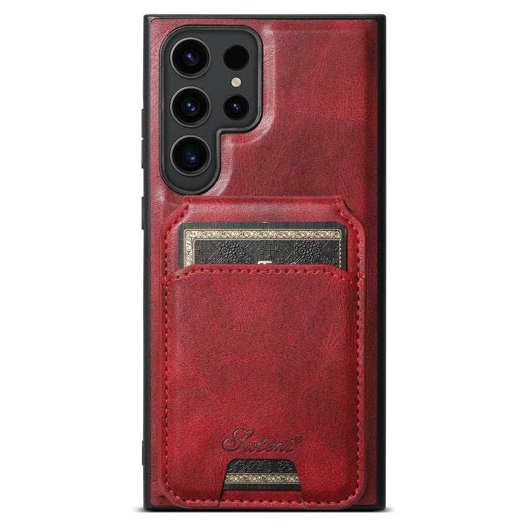 For Samsung Galaxy S24 Ultra 5G Suteni H15  Oil Eax Leather Detachable Wallet Back Phone Case(Red) - Galaxy S24 Ultra 5G Cases by Suteni | Online Shopping South Africa | PMC Jewellery | Buy Now Pay Later Mobicred