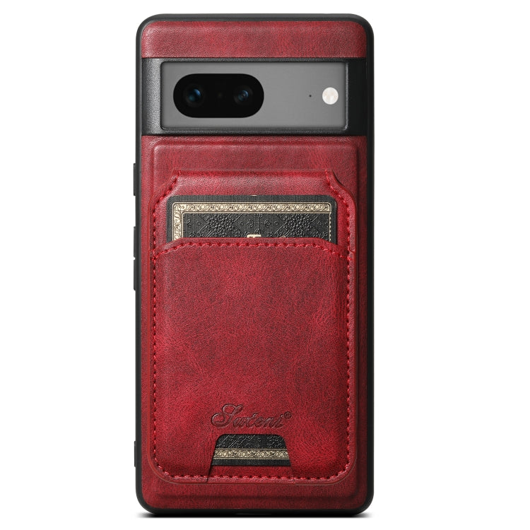 For Google Pixel 7 Suteni H15 Oil Eax Leather Detachable Wallet Back Phone Case(Red) - Google Cases by Suteni | Online Shopping South Africa | PMC Jewellery | Buy Now Pay Later Mobicred