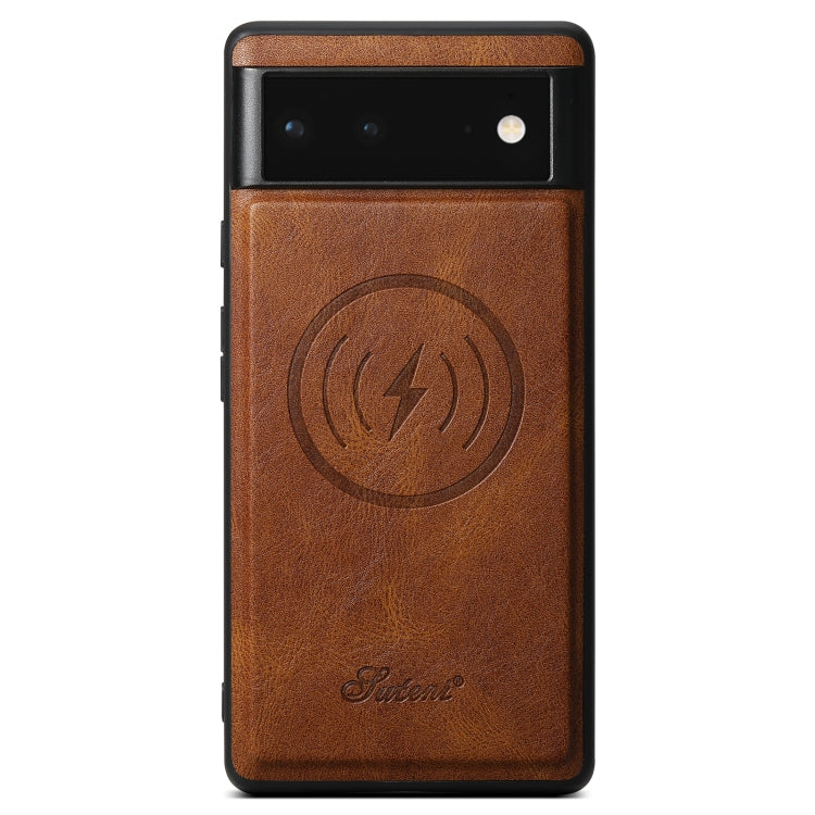 For Google Pixel 6a Suteni H15 Oil Eax Leather Detachable Wallet Back Phone Case(Brown) - Google Cases by Suteni | Online Shopping South Africa | PMC Jewellery | Buy Now Pay Later Mobicred