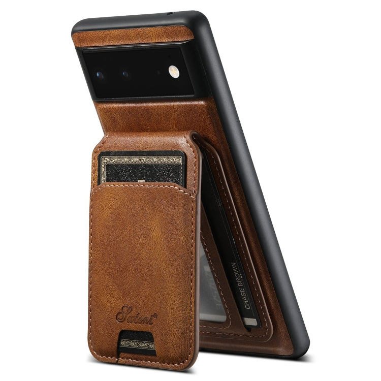 For Google Pixel 6 Pro Suteni H15 Oil Eax Leather Detachable Wallet Back Phone Case(Khaki) - Google Cases by Suteni | Online Shopping South Africa | PMC Jewellery | Buy Now Pay Later Mobicred