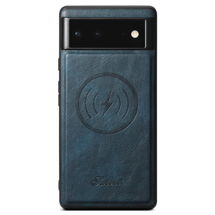 For Google Pixel 6 Pro Suteni H15 Oil Eax Leather Detachable Wallet Back Phone Case(Blue) - Google Cases by Suteni | Online Shopping South Africa | PMC Jewellery | Buy Now Pay Later Mobicred