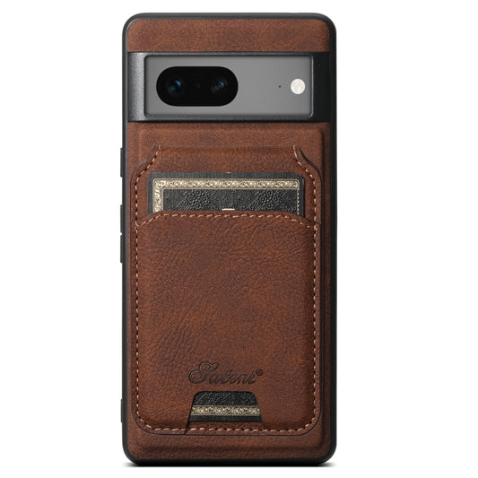 For Google Pixel 7 Suteni H16 Litchi Texture Leather Detachable Wallet Back Phone Case(Brown) - Google Cases by Suteni | Online Shopping South Africa | PMC Jewellery | Buy Now Pay Later Mobicred