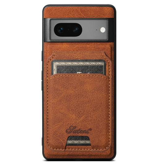 For Google Pixel 7 Suteni H16 Litchi Texture Leather Detachable Wallet Back Phone Case(Khaki) - Google Cases by Suteni | Online Shopping South Africa | PMC Jewellery | Buy Now Pay Later Mobicred