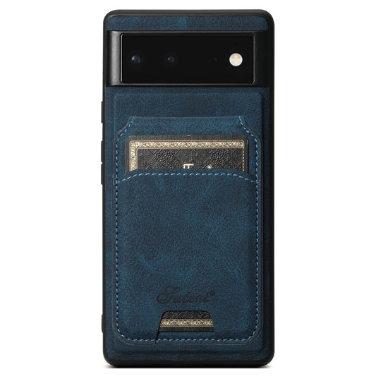 For Google Pixel 6 Pro Suteni H16 Litchi Texture Leather Detachable Wallet Back Phone Case(Blue) - Google Cases by Suteni | Online Shopping South Africa | PMC Jewellery | Buy Now Pay Later Mobicred