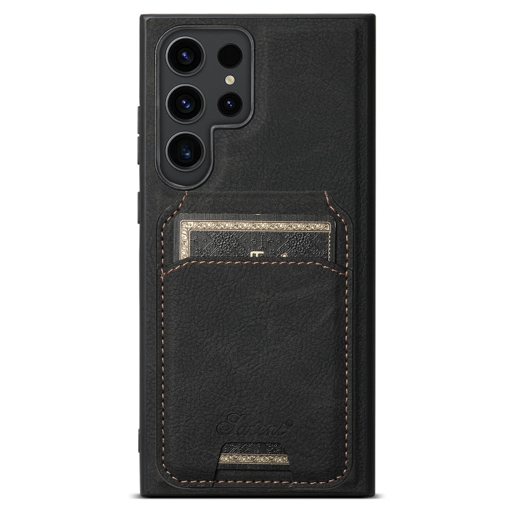 For Samsung Galaxy S24 Ultra 5G Suteni H16 Litchi Texture Leather Detachable Wallet Back Phone Case(Black) - Galaxy S24 Ultra 5G Cases by Suteni | Online Shopping South Africa | PMC Jewellery | Buy Now Pay Later Mobicred