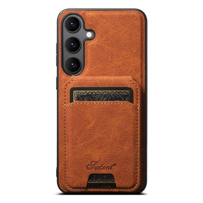 For Samsung Galaxy S25+ 5G Suteni H16 Litchi Texture Leather Detachable Wallet Back Phone Case(Khaki) - Galaxy S25+ 5G Cases by Suteni | Online Shopping South Africa | PMC Jewellery | Buy Now Pay Later Mobicred