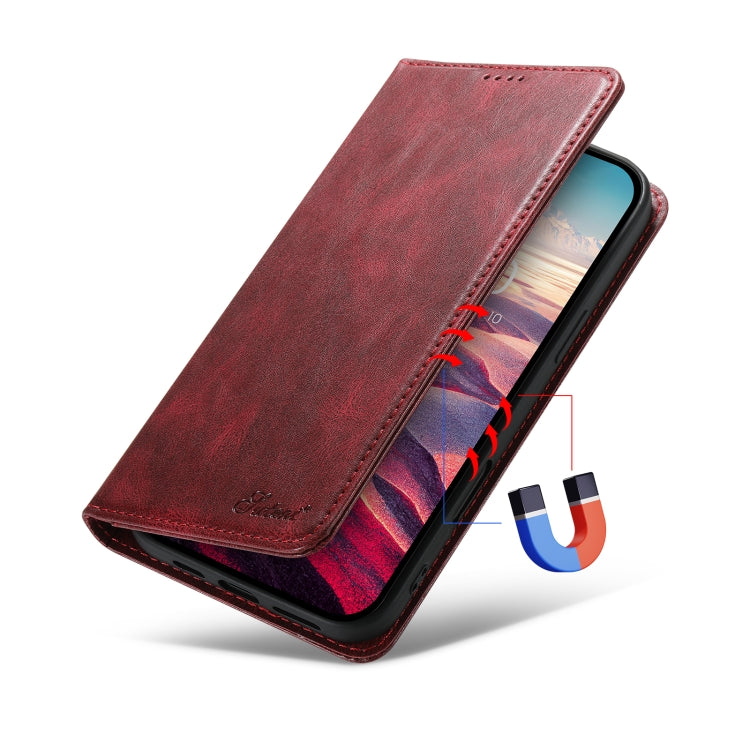 For iPhone 16 Pro Suteni J02 Oil Wax Wallet Leather Phone Case(Red) - iPhone 16 Pro Cases by Suteni | Online Shopping South Africa | PMC Jewellery | Buy Now Pay Later Mobicred